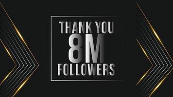 Thank you banner for social friends and followers. Thank you 8m followers vector