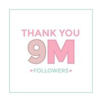 Thank you design Greeting card template for social networks followers, subscribers, like. 9m followers. 9m followers celebration vector