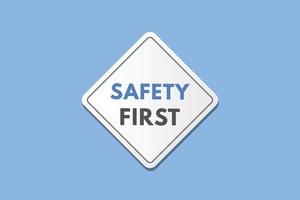 safety first text Button. safety first Sign Icon Label Sticker Web Buttons vector