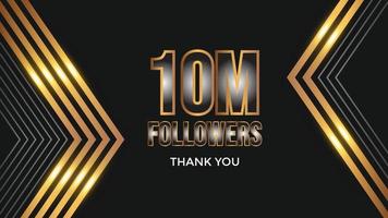 Plantilla de celebración de 10 millones de suscriptores para redes sociales. 10m seguidores gracias vector