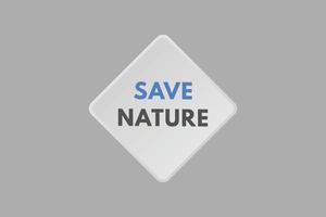 guardar el botón de texto de la naturaleza. guardar naturaleza signo icono etiqueta web botones vector