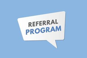 referral program text Button. referral program Sign Icon Label Sticker Web Buttons vector