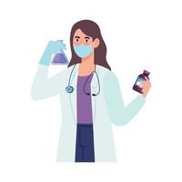 female doctor with medicine bottles vector