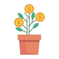 coins dollars plant vector