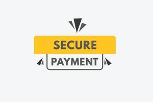 botón de texto de pago seguro. pago seguro signo icono etiqueta pegatina web botones vector