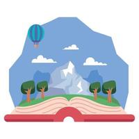 book stories with balloon travel vector