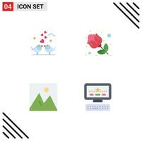 4 Thematic Vector Flat Icons and Editable Symbols of bride decor loving red furniture Editable Vector Design Elements
