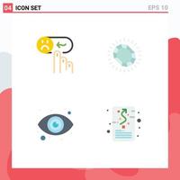 Pictogram Set of 4 Simple Flat Icons of emotion luxury sad jewelry eyeball Editable Vector Design Elements