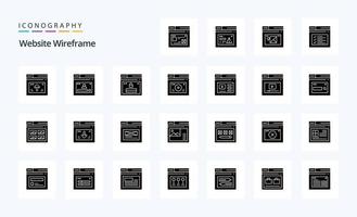 paquete de iconos de glifo sólido de estructura metálica de 25 sitios web vector