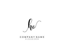 monograma de belleza ho inicial y diseño de logotipo elegante, logotipo de escritura a mano de firma inicial, boda, moda, floral y botánica con plantilla creativa. vector