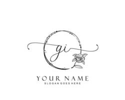 Initial GI beauty monogram and elegant logo design, handwriting logo of initial signature, wedding, fashion, floral and botanical with creative template. vector
