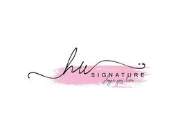 Initial HU beauty monogram and elegant logo design, handwriting logo of initial signature, wedding, fashion, floral and botanical with creative template. vector