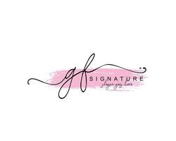 Initial GF beauty monogram and elegant logo design, handwriting logo of initial signature, wedding, fashion, floral and botanical with creative template. vector