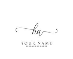 Initial HA beauty monogram and elegant logo design, handwriting logo of initial signature, wedding, fashion, floral and botanical with creative template. vector