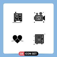 Set of 4 Modern UI Icons Symbols Signs for printer heart camera retro like Editable Vector Design Elements