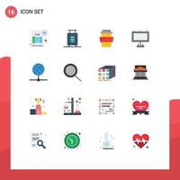 16 Universal Flat Color Signs Symbols of network database study connect street Editable Pack of Creative Vector Design Elements