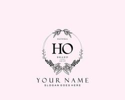 Initial HO beauty monogram and elegant logo design, handwriting logo of initial signature, wedding, fashion, floral and botanical with creative template. vector