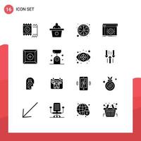 Set of 16 Modern UI Icons Symbols Signs for product box time software coding Editable Vector Design Elements