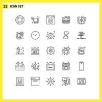 25 iconos creativos, signos y símbolos modernos de cuidado, servidor de energía, descarga de compras de electricidad, elementos de diseño vectorial editables vector