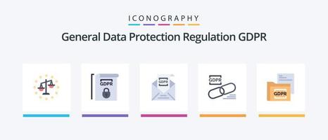 Gdpr Flat 5 Icon Pack Including security. lock. commission. gdpr. mail. Creative Icons Design vector