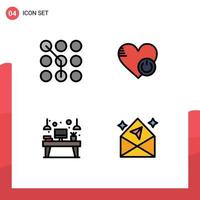 Set of 4 Modern UI Icons Symbols Signs for access like password off interior Editable Vector Design Elements