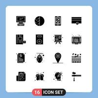 16 Creative Icons Modern Signs and Symbols of money phone skin music movie Editable Vector Design Elements