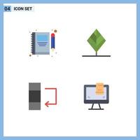 Modern Set of 4 Flat Icons and symbols such as book column pencil leaf swap Editable Vector Design Elements