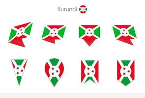 colección de banderas nacionales de burundi, ocho versiones de banderas vectoriales de burundi. vector