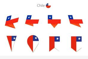 Chile national flag collection, eight versions of Chile vector flags.