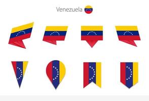colección de banderas nacionales de venezuela, ocho versiones de banderas vectoriales de venezuela. vector