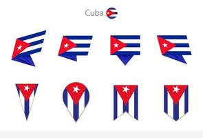 colección de banderas nacionales de cuba, ocho versiones de banderas vectoriales de cuba. vector