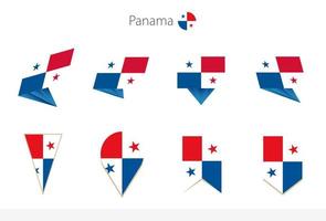 colección de la bandera nacional de panamá, ocho versiones de banderas vectoriales de panamá. vector