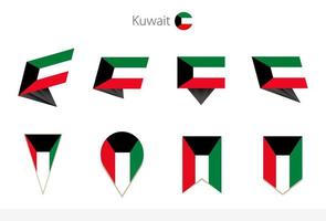 colección de banderas nacionales de kuwait, ocho versiones de banderas vectoriales de kuwait. vector