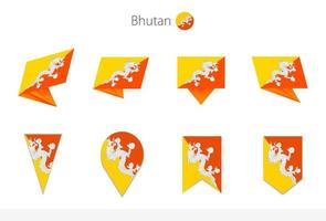 Bhutan national flag collection, eight versions of Bhutan vector flags.