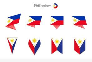 colección de banderas nacionales de filipinas, ocho versiones de banderas vectoriales de filipinas. vector