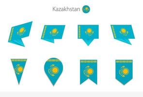 Kazakhstan national flag collection, eight versions of Kazakhstan vector flags.