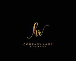 Initial HR beauty monogram and elegant logo design, handwriting logo of initial signature, wedding, fashion, floral and botanical with creative template. vector