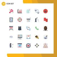 Mobile Interface Flat Color Set of 25 Pictograms of media transfer compass sharing file Editable Vector Design Elements