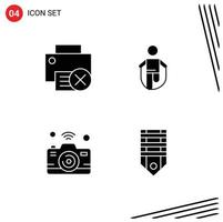 Mobile Interface Solid Glyph Set of 4 Pictograms of computers skipping hardware jump image Editable Vector Design Elements