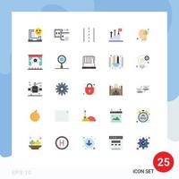 Mobile Interface Flat Color Set of 25 Pictograms of marketing business time achievement path Editable Vector Design Elements