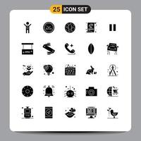 Mobile Interface Solid Glyph Set of 25 Pictograms of media laws american justice balance Editable Vector Design Elements