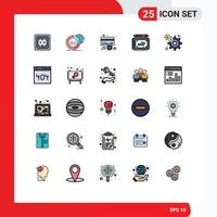 Filled line Flat Color Pack of 25 Universal Symbols of tablet art world credit credit Editable Vector Design Elements