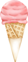 aquarela sobremesa doce elemento de clip art sorvete de morango fofo png