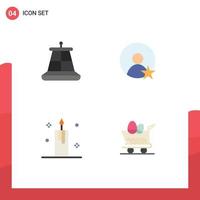 Pack of 4 creative Flat Icons of buoy light rating candle cart Editable Vector Design Elements