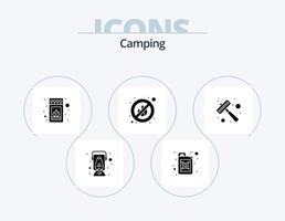 Camping Glyph Icon Pack 5 Icon Design. steak. kitchen utensils. fire. hammer. no vector