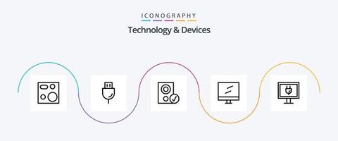 Devices Line 5 Icon Pack Including mac. computer. products. speaker. gadget vector