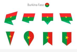 colección de banderas nacionales de burkina faso, ocho versiones de banderas vectoriales de burkina faso. vector
