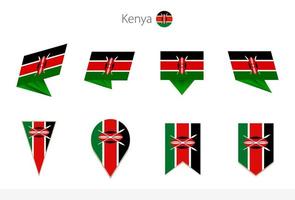 Kenya national flag collection, eight versions of Kenya vector flags.