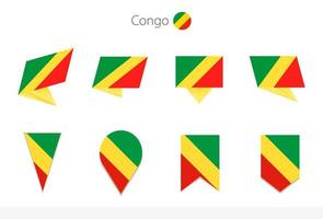 Congo national flag collection, eight versions of Congo vector flags.