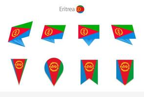 colección de banderas nacionales de eritrea, ocho versiones de banderas vectoriales de eritrea. vector
